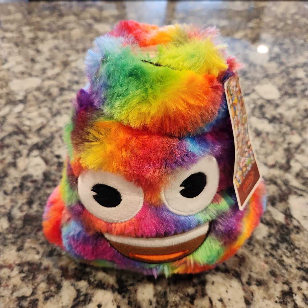 Emoji Tie Dye Rainbow Poo Plush Coin Piggy Bank 8” NWT